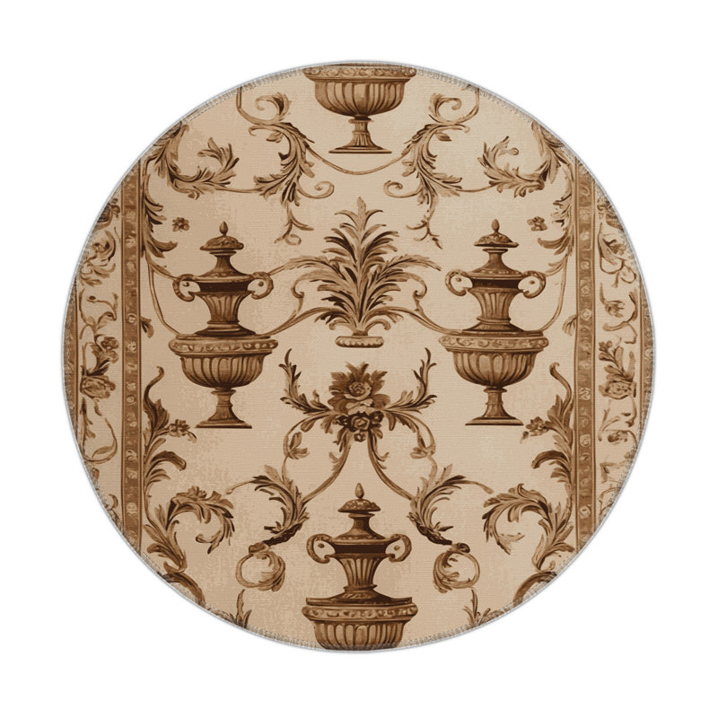 Tapis d'intérieur et d'extérieur brun français, Rond 5 pi