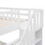 Lit superposé double sur escalier avec rangement et garde-corps pour chambre à coucher, dortoir, couleur blanche-535742496