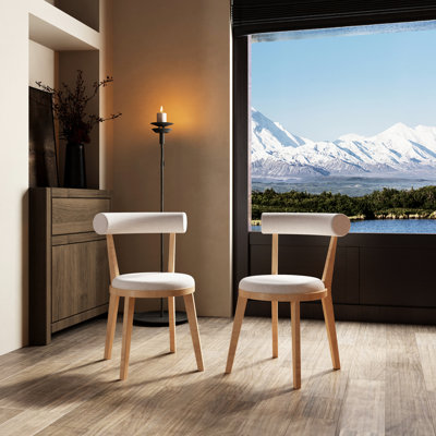 De 2 chaises rembourrées modernes pour les repas en beige + naturel, sièges rembourrés épais, dossiers ergonomiques, design compact, beige naturel 2 pièces de haute qualité, confort de rembourrage épais, divisé