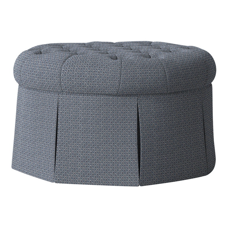 Repose-pieds cocktail capitonné rond 35 po Alma, Perigold Rise Indigo