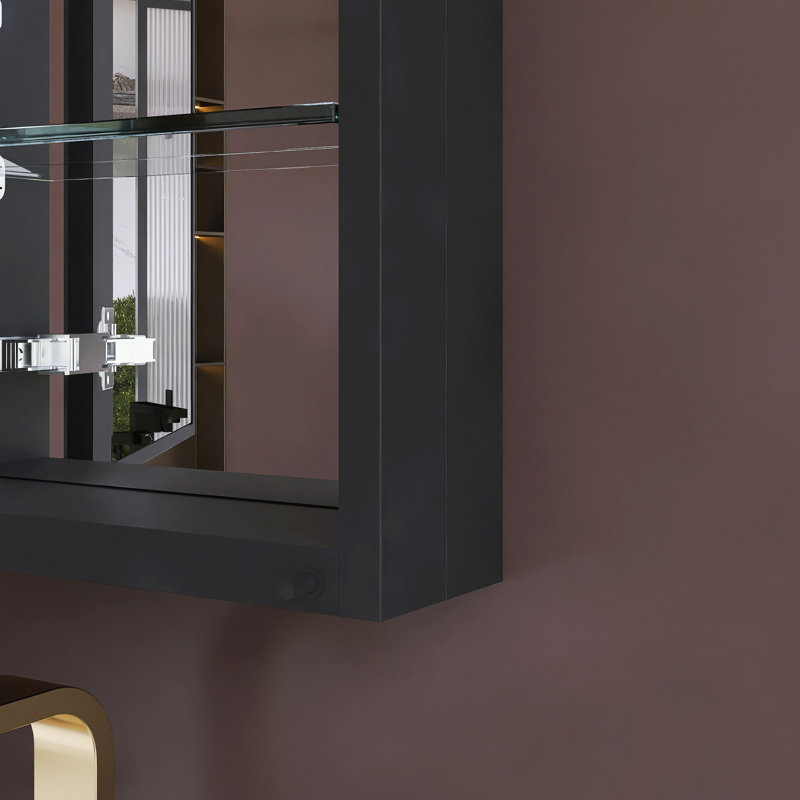 Armoire à pharmacie rectangulaire en alliage d'aluminium noir mat, H 36 po x l 15 po x P 4,625 po