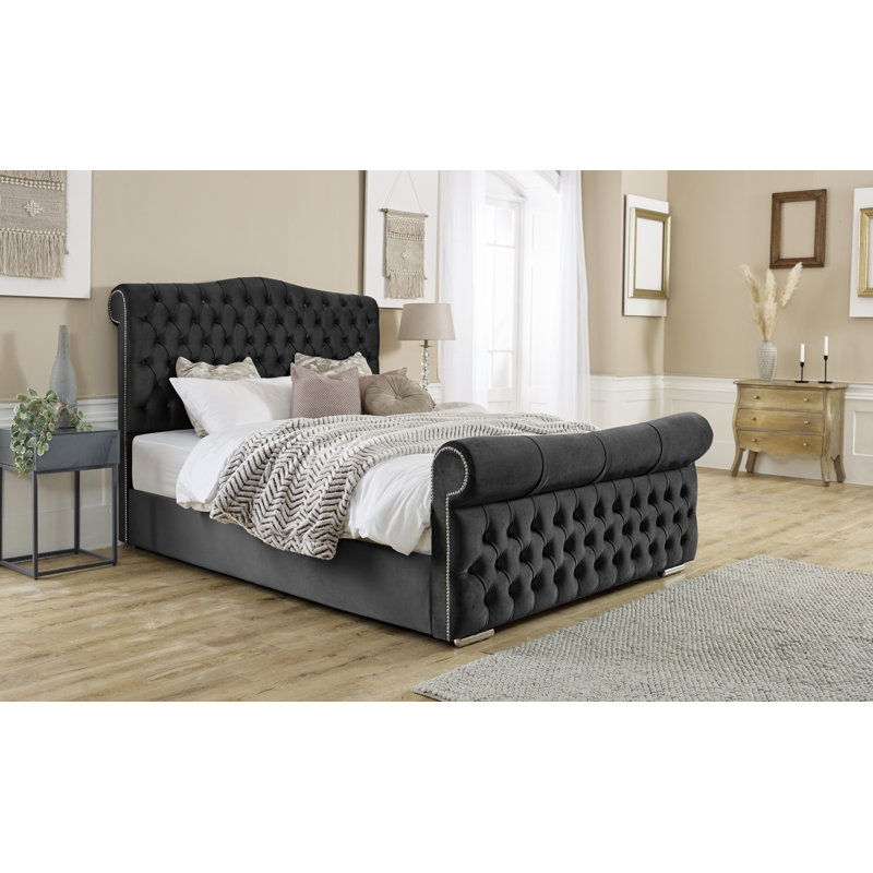 Keana Upholstered Bed, Black, Single (3')