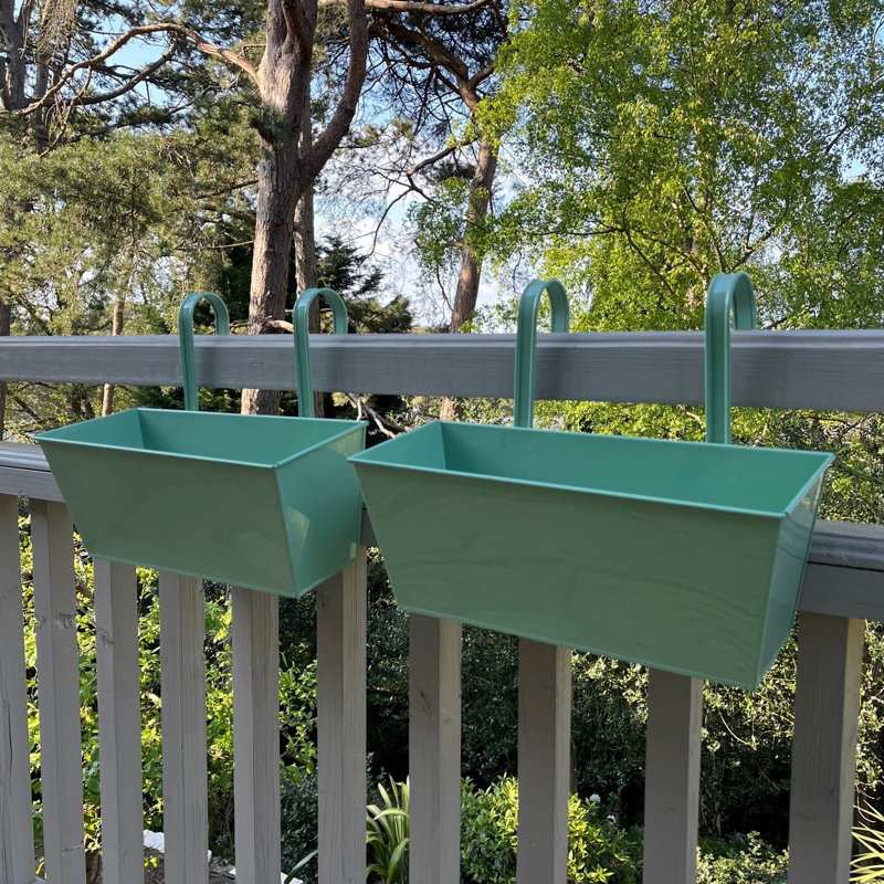 Andropolis Metal Railing Planter, Green