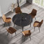 Table de salle à manger ronde 53,15 po en pierre artificielle avec pieds en métal pouvant accueillir 6 personnes.-114284879-131240460