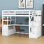Lit mezzanine avec bureau et tablettes, deux tiroirs intégrés, escalier de rangement-786611640