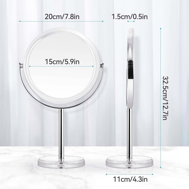 Demetrias Metal Round Floor Mirror, Clear