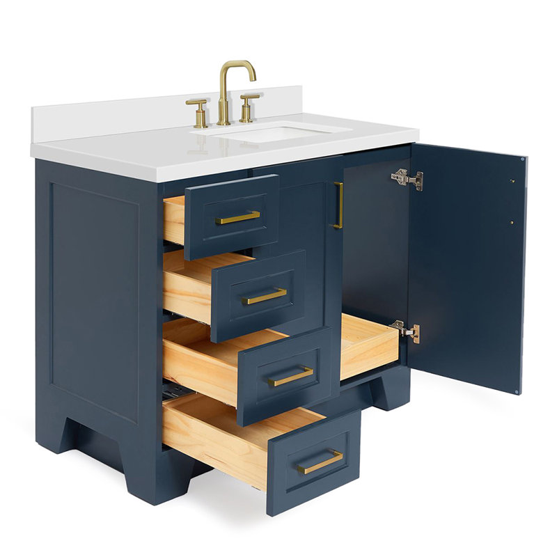 43 IN.  Single Bathroom Vanity, Midnight Blue, Right , Rectangular