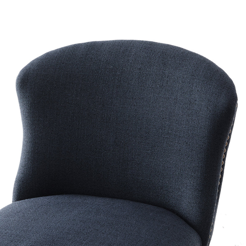 Tabouret de comptoir pivotant 26 po Azena, Polyester - bleu insigne, Brun clair