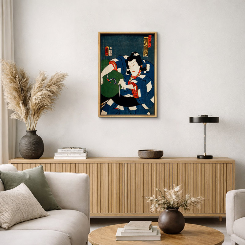 Art japonais japonais, scène d'action en robe bleue, images traditionnelles Edo kaboui, impression sur toile encadrée
