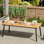 Table de salle à manger de patio ovale avec trou pour parasol et structure en aluminium