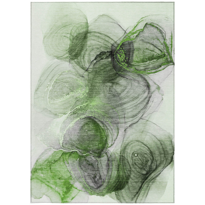 Tapis d'extérieur lavable antidérapant vert olive Olive, Rectangulaire 8 pi x 10 pi