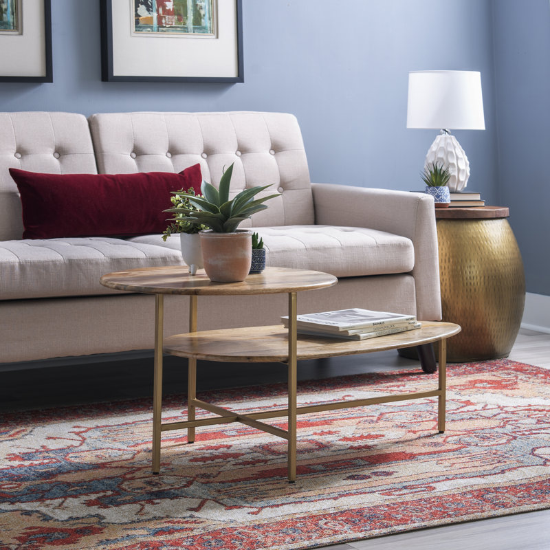 Single Coffee Table, Gold, Light Brown