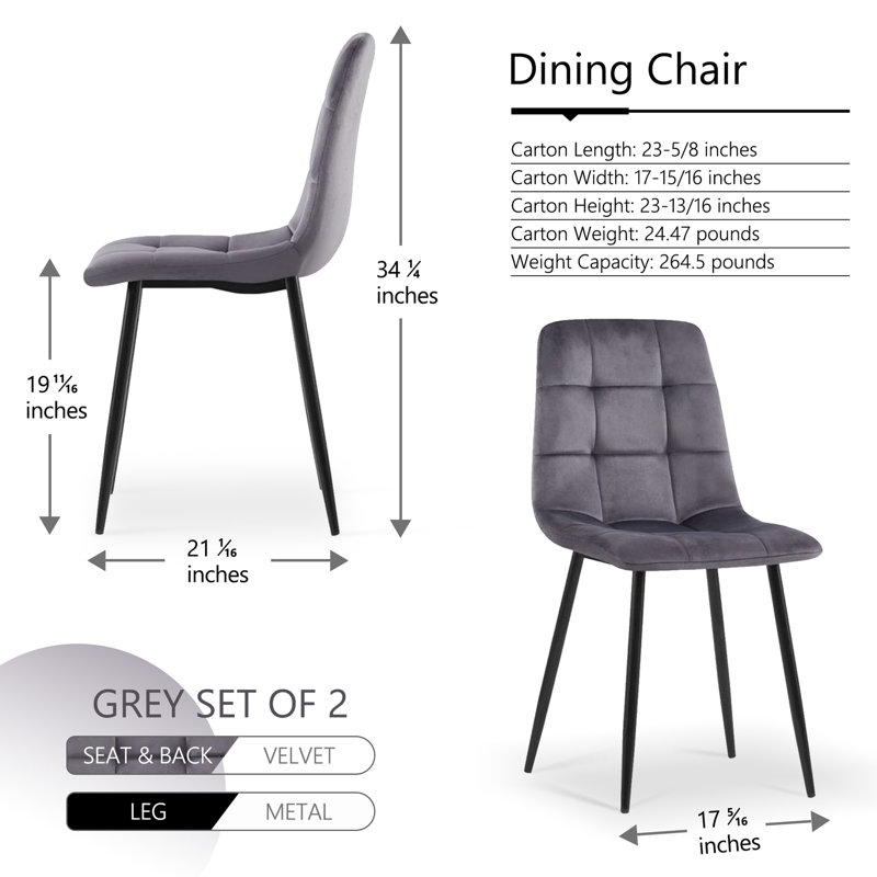 Ensemble de 2 chaises de salle à manger, chaises d'appoint de salle à manger avec pieds en métal, chaise d'appoint