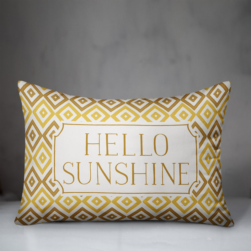 Housse de coussin rectangulaire d'extérieur Hello Sunshine, Jaune