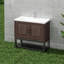 Meuble-lavabo autoportant en noyer au design moderne en fer pour des salles de bain élégantes