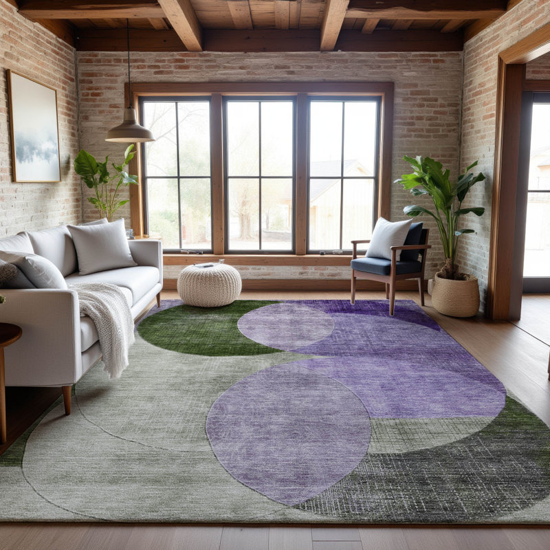 Premium Machine Washable Alves AMF1140 Geometric Rug, Rectangle 9 pi x 12 pi