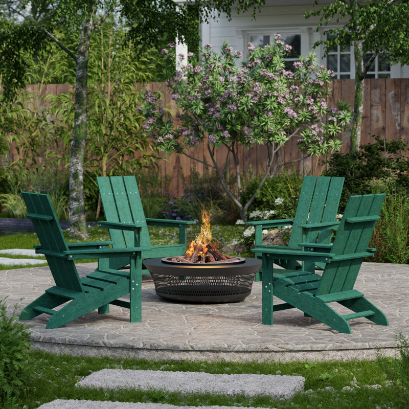 Freedom 4-Piece Modern Adirondack Conversation Set, Turf Green