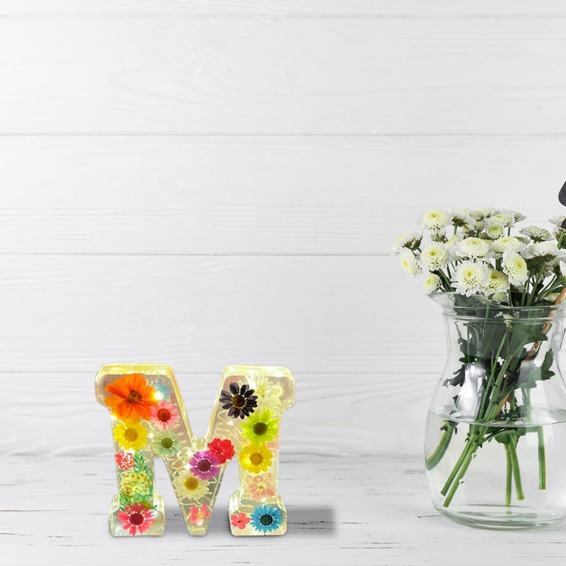 Fleur, veilleuse, fleur, lettre, cadeau de décoration en résine