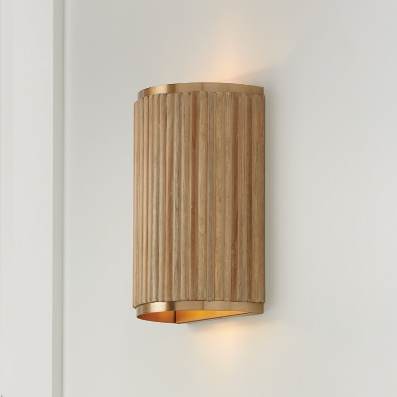 Donovan Steel Flush Mounted Sconce, White Wash/Matte Brass