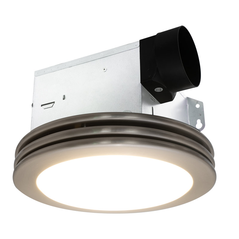Ventilateur de salle de bain 80 CFM avec éclairage, Nickel brossé