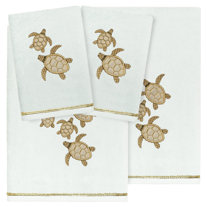 4 Piece 100% Turkish Cotton Towel Set, Aqua