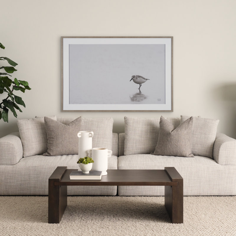 «Tybee Island Sanderling» par Nathan Larson, reproduction de photo encadrée à la main sous verre