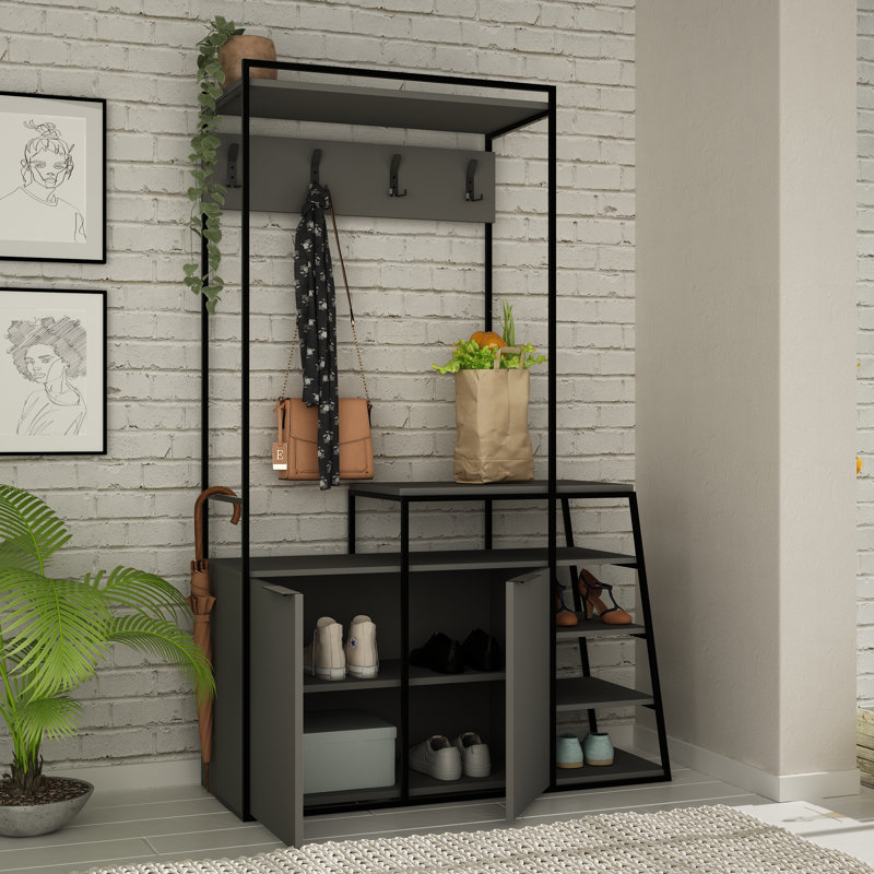 Pal 116 cm W Hallway Set with Shoe Storage, Anthracite