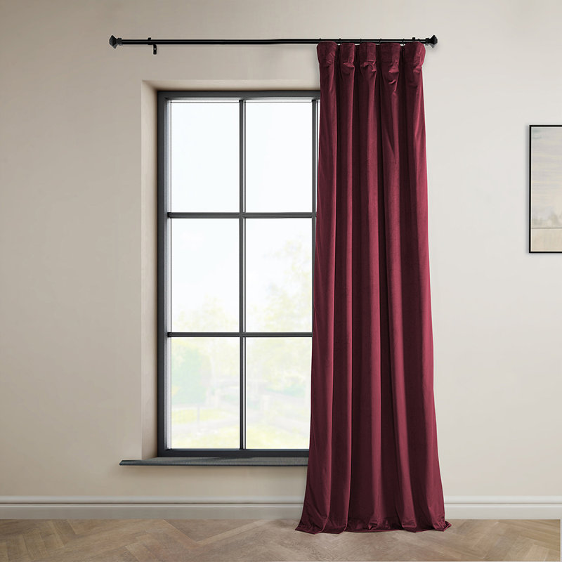 Matra Room Darkening Rod Pocket Single Curtain Panel, 50" W x 120" L, Dark Merlot