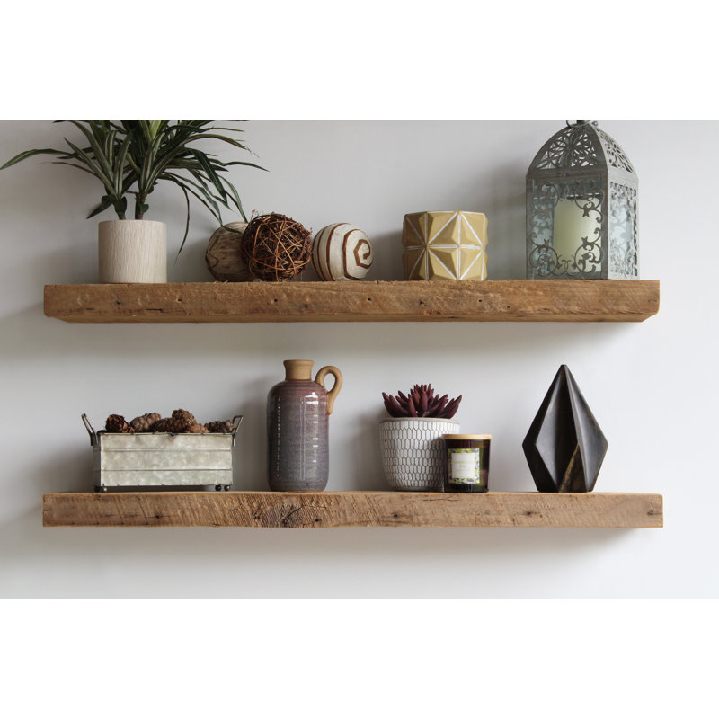 Joao 2 Piece Solid Wood Floating Shelf, Natural, 2" H x 36" W x 7" D