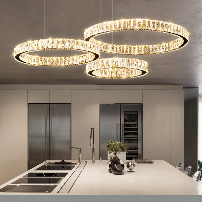 Large K9 Crystal 3 Rings Ceiling Chandeliers