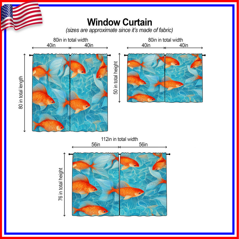 Rideaux de fenêtre Goldfish, 40in x 80in - 2 panels, Transparent