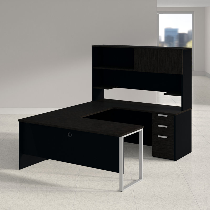 Glidden U-Shaped Executive Desk, Black
