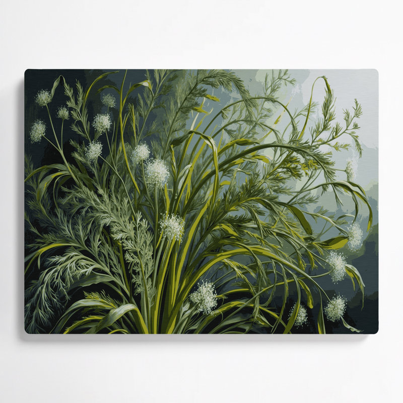 Art mural botanique vert aneth, H 24 po x l 36 po