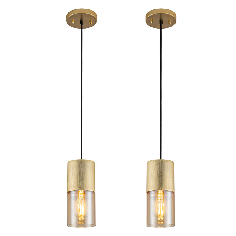 Ensemble de 2 luminaires suspendus modernes Glorianne pour îlot de cuisine, Doré