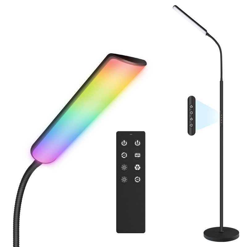 Led Floor Lamp, 15w Super Bright Rgb Corner Lamp, 3000k-6500k 4 Color Temps Dimmable Floor Lamp