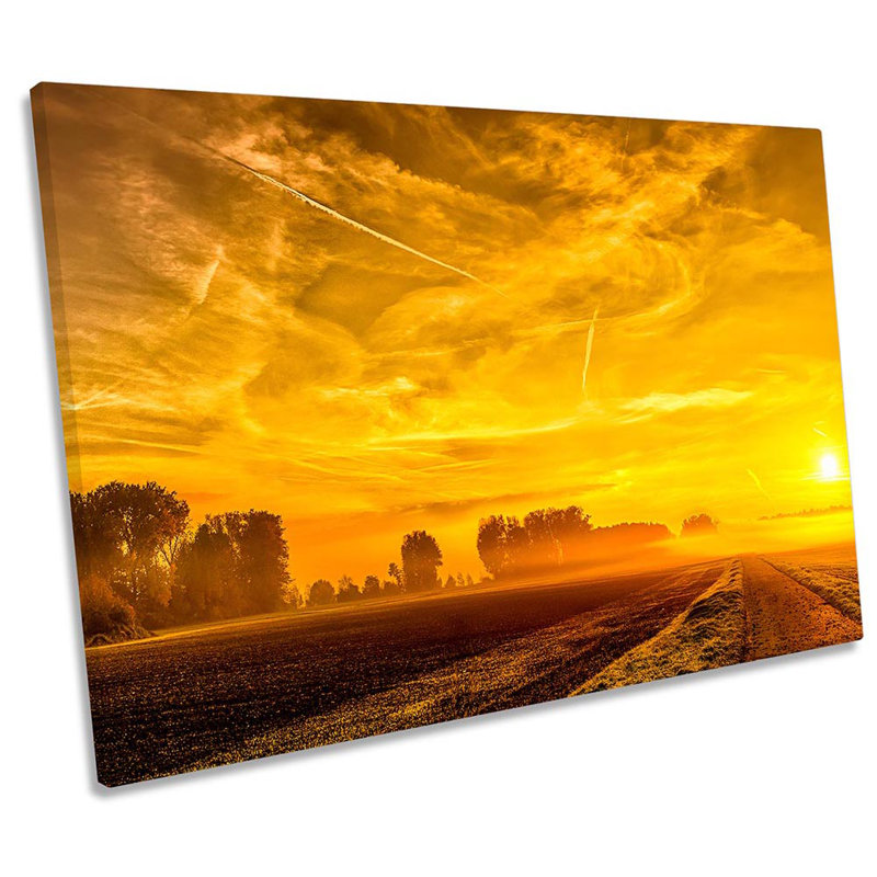 Orange Landscape Sunset - Wrapped Canvas Print, 91.4cm H x 137.2cm W x 4cm D
