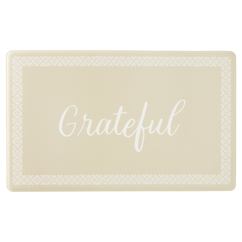 MARTHA STEWART Bloomfield Grateful Border Kitchen Mat , Beige, Rectangle 1'6" x 2'6"