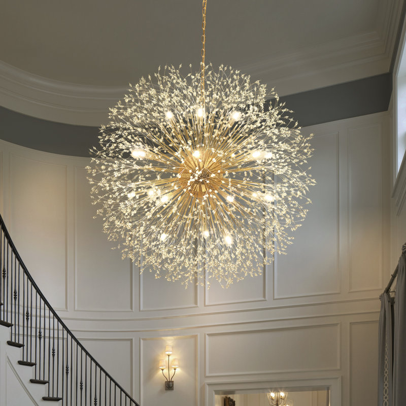 Lakeyah Dimmable Sputnik Sphere Chandelier, Gold, 47.3" H x 47.3" W x 47.3" D