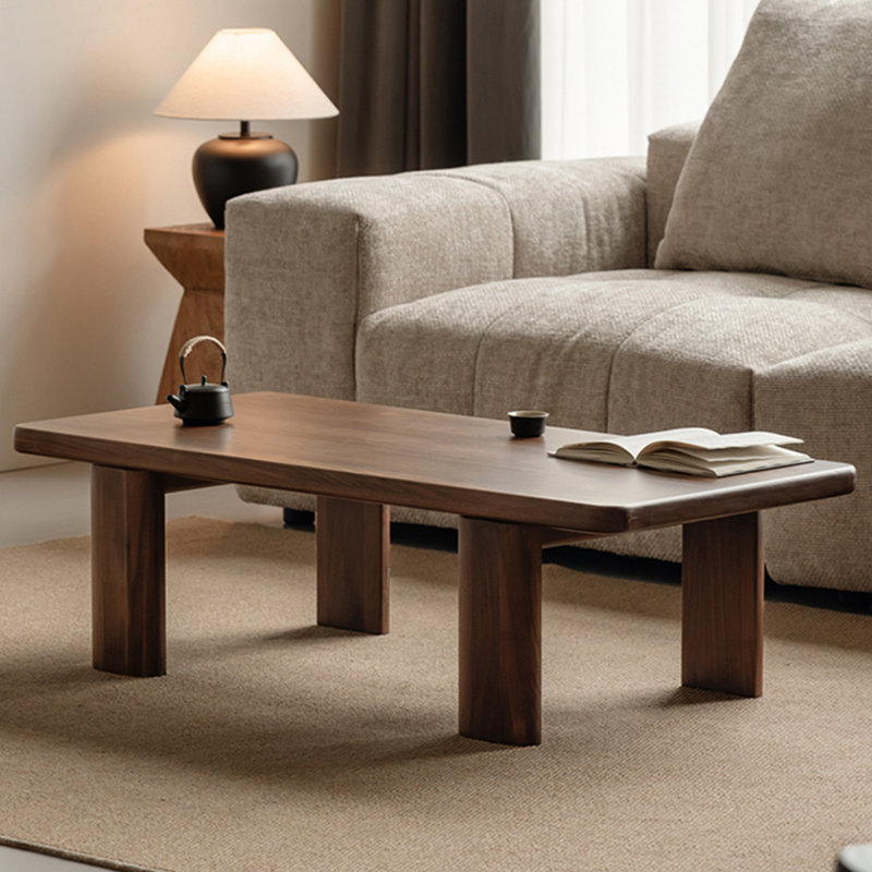 Zen-style rectangular solid wood coffee table