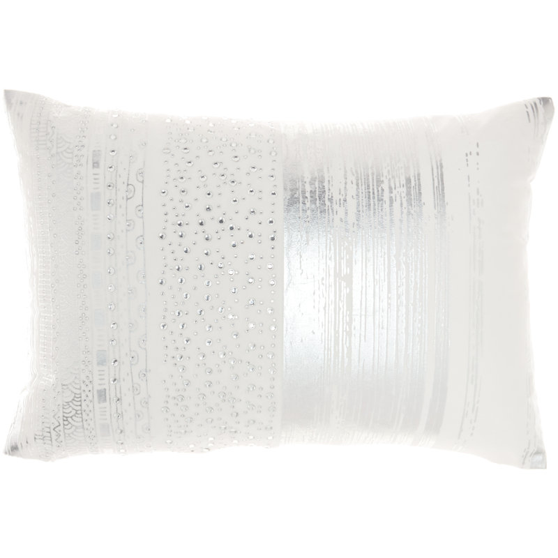 Embroidered Throw Pillow, Silver