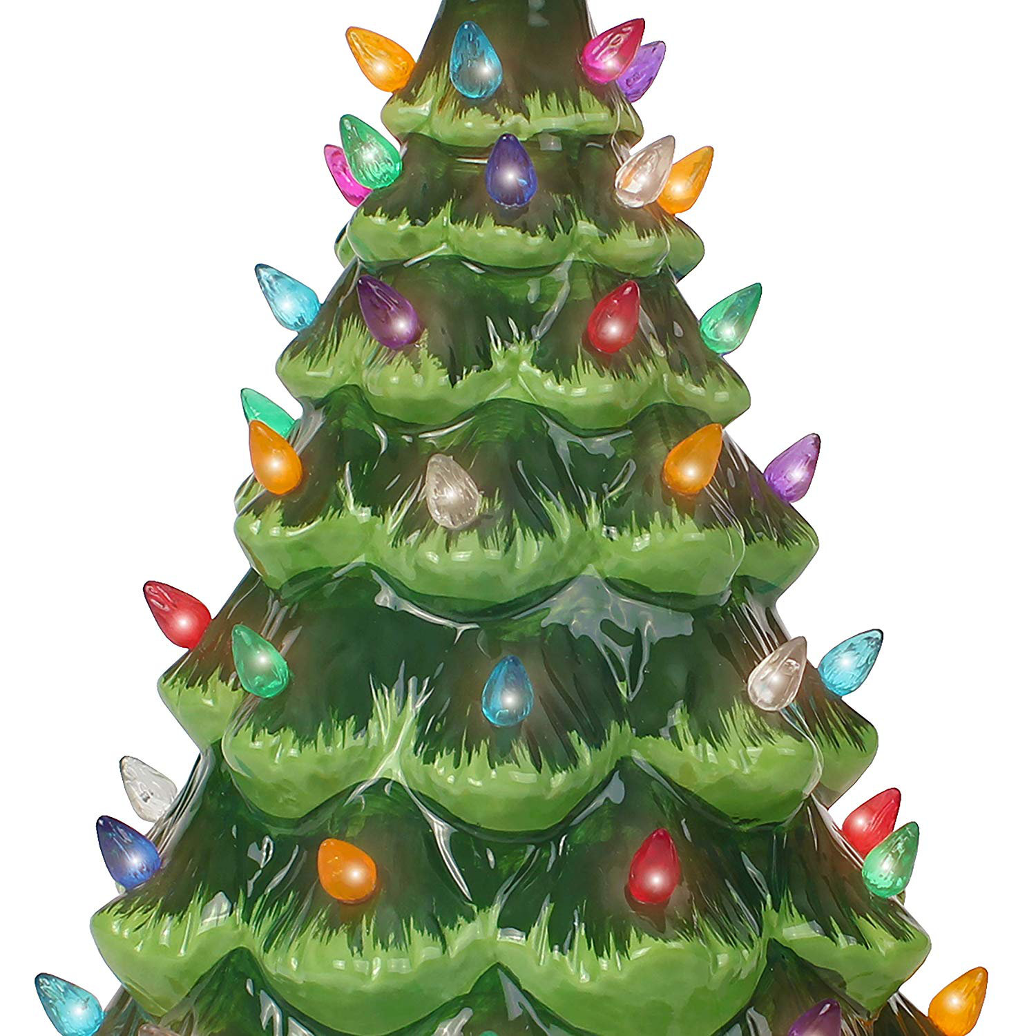 Lighted Ceramic Tabletop Christmas Tree, 15.5" H x 9" W x 9" D, Green
