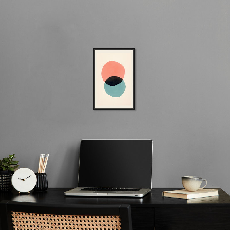 «Neutral Intersection Retro Abstract Wall Art» par Notoriart, Cadre noir, H 16 po x l 11 po