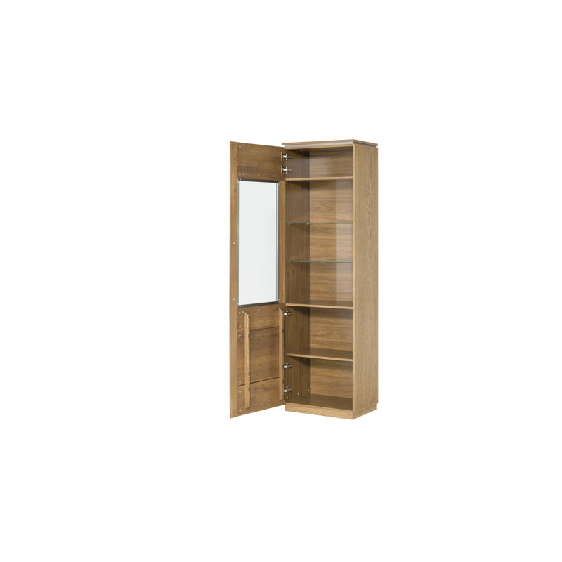 Montenegro Solid and Manufactured Oak Wood 1-Door Display Cabinet, Left