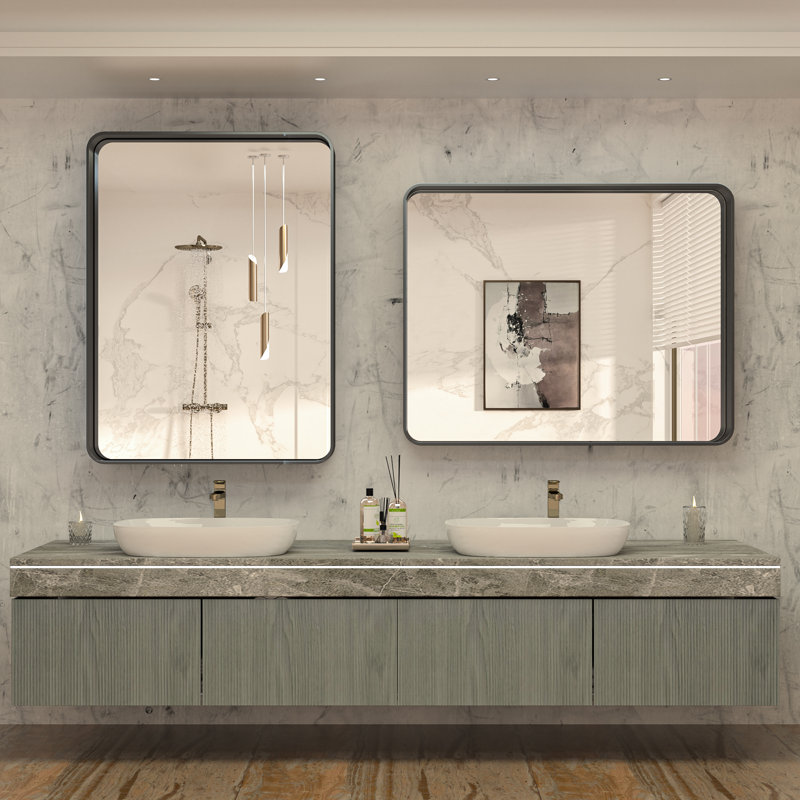 Miroir mural Brayner, 30 po x 36 po, Noir