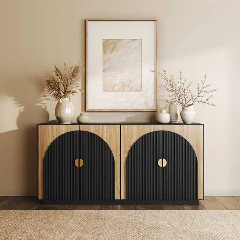 Buffet American Minimalist Style, Noir/Bois robuste