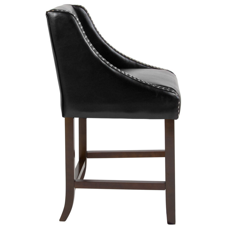 Desaria Transitional Barstool with Accent Nail Trim, Black, 24" Counter Stool