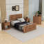 Ensemble de chambre à coucher 4 pièces avec cadre de lit plateforme, tables de chevet et commode spacieuse à 4 tiroirs-440141744