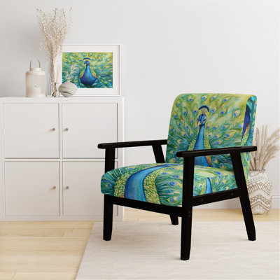 Chaise d'appoint Peacock - Chaise avec accoudoirs en plumes de paon
