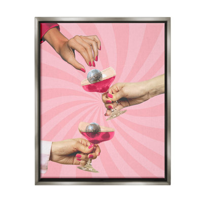 «Disco Cocktail On Stripes Floater Frame» par Lil 'Rue sur