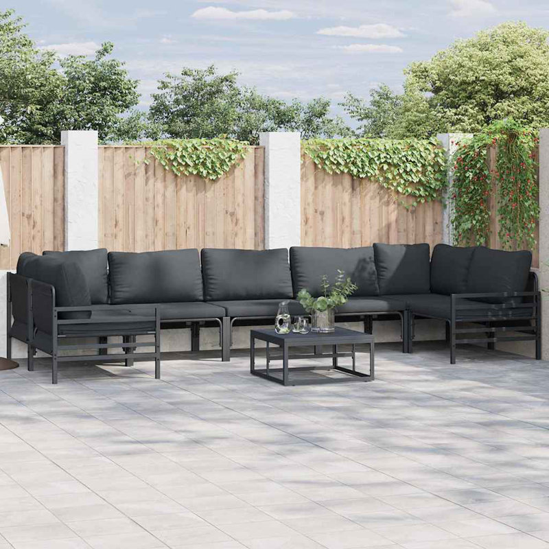 vidaXL Garden Sofa Set with Cushion Steel Outdoor Seating Patio Lounge